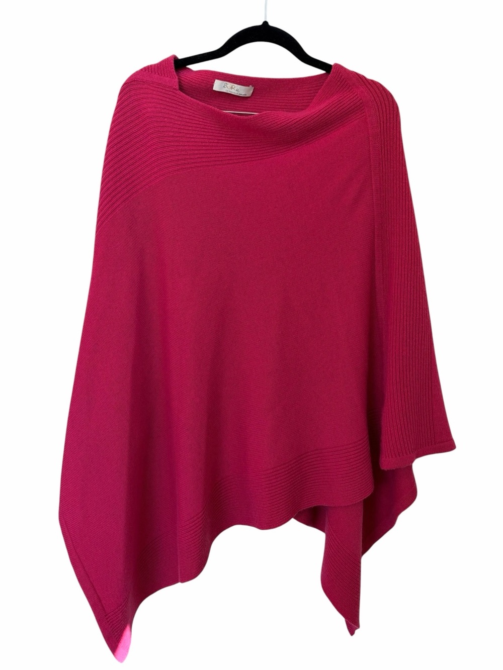 L’oro Di Maglia Cashmere Wool Fuchsia Pink Knit Poncho Shawl Sweater